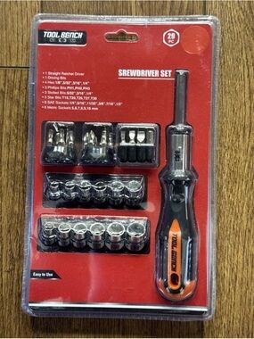Tool Bench 29-Piece Screwdriver Bit and Socket Set - Black & Orange